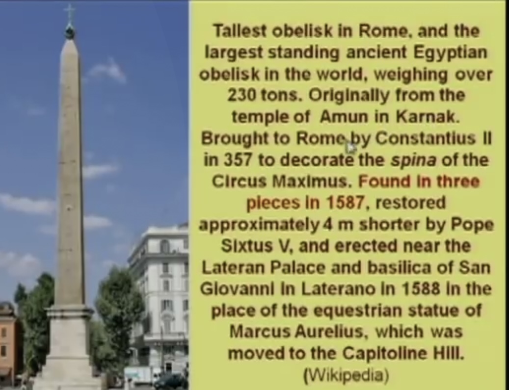 Historical information about the Lateran Obelisk