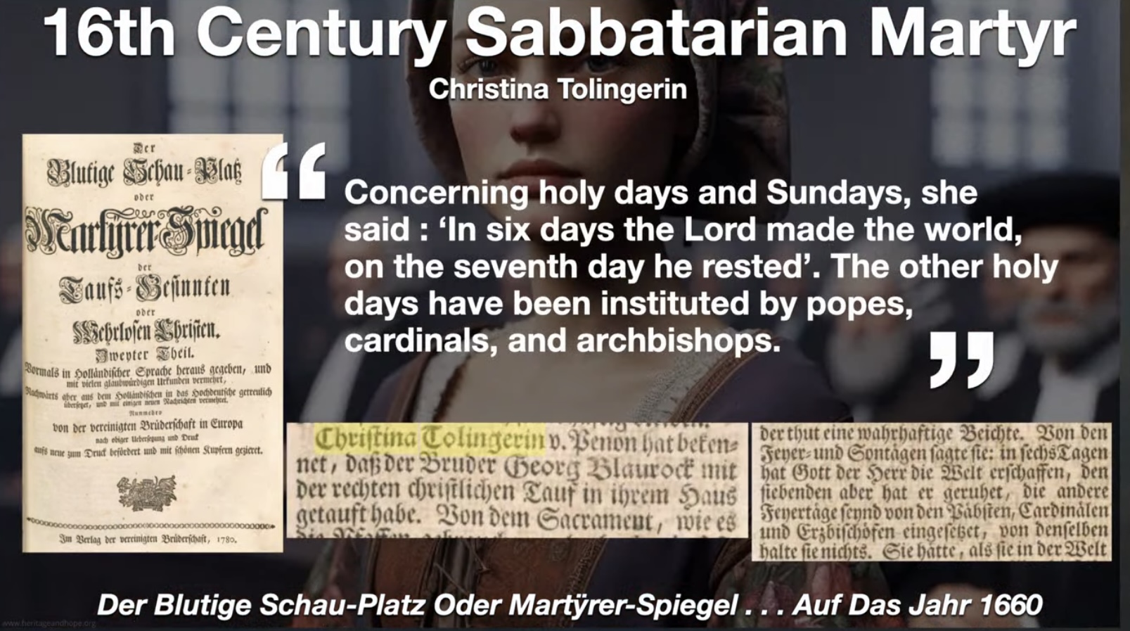 Christina Tolingerin - 16th Century Sabbatarian Martyr